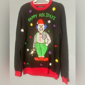 Christmas sweater women’s size medium creepy clown ugly sweater holiday cotton